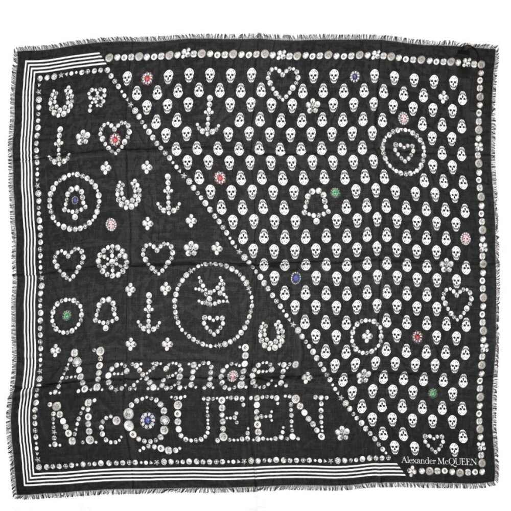 NEW Alexander McQueen Jewelled Skull Scarf - Picture 4 of 6